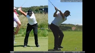 Jon Rahm golf swing  Long Iron faceon amp downtheline July 2017 [upl. by Manup]