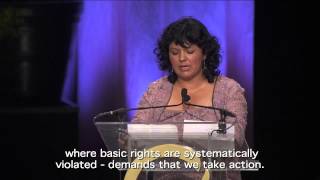 Berta Caceres acceptance speech 2015 Goldman Prize ceremony [upl. by Dodge]