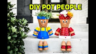 DIY POT PEOPLE  EASY GARDEN DECOR [upl. by Ardnusal382]