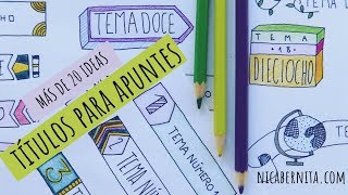 TÍTULOS BONITOS y FÁCILES para decorar apuntes 📚 MÁS DE 20 IDEAS para decorar cuadernos [upl. by Herod]