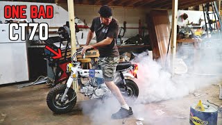 190cc Honda Trail 70 HOT ROD Build  19HP MASSIVE Burnouts [upl. by Jodoin]