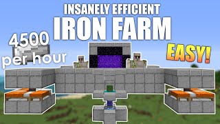 Minecraft Easy IRON FARM Extremely Efficient  Tutorial 116 [upl. by Ynattyrb102]