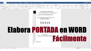 CÓMO HACER UNA PORTADA EN WORD FÁCILMENTE [upl. by Suedaht]