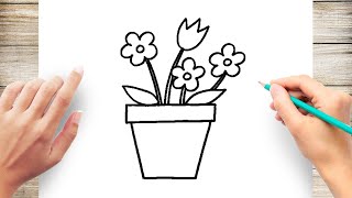 How to Draw Flowerpot Easy [upl. by Treva]