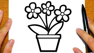 HOW TO DRAW A FLOWER POT 💐  Easy drawings [upl. by Aleta]