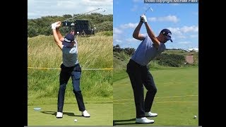 Justin Thomas golf swing  Long Iron faceon amp downtheline July 2017 [upl. by Cadell]