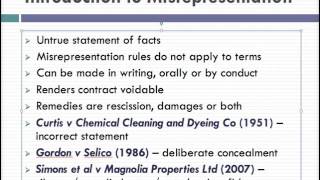 Misrepresentation Lecture 1 of 4 [upl. by Bihas]