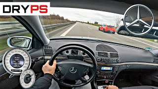 MercedesBenz E 200 W211  TOP SPEED DRIVE ON GERMAN AUTOBAHN  POV [upl. by Ahsinak400]